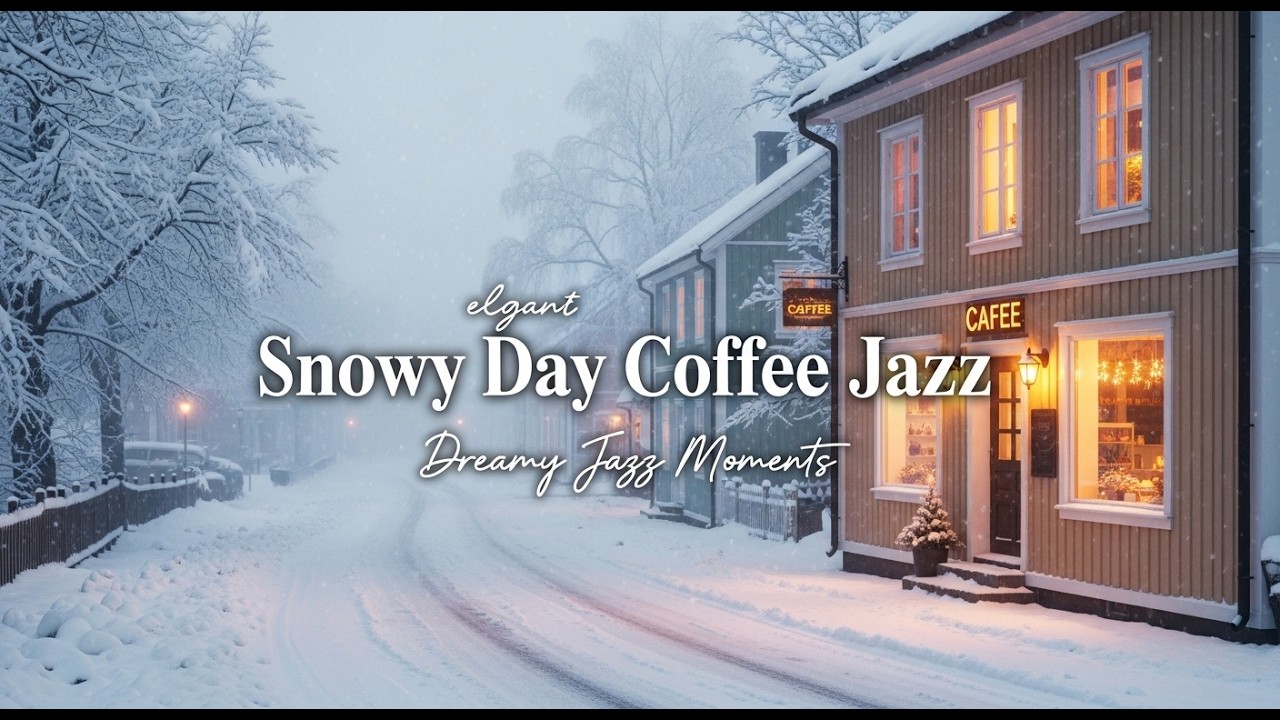 1 Hour Soft Winter Jazz ❄️ Warm Coffee Shop in a Snowy Small Town | Comfort & Calm