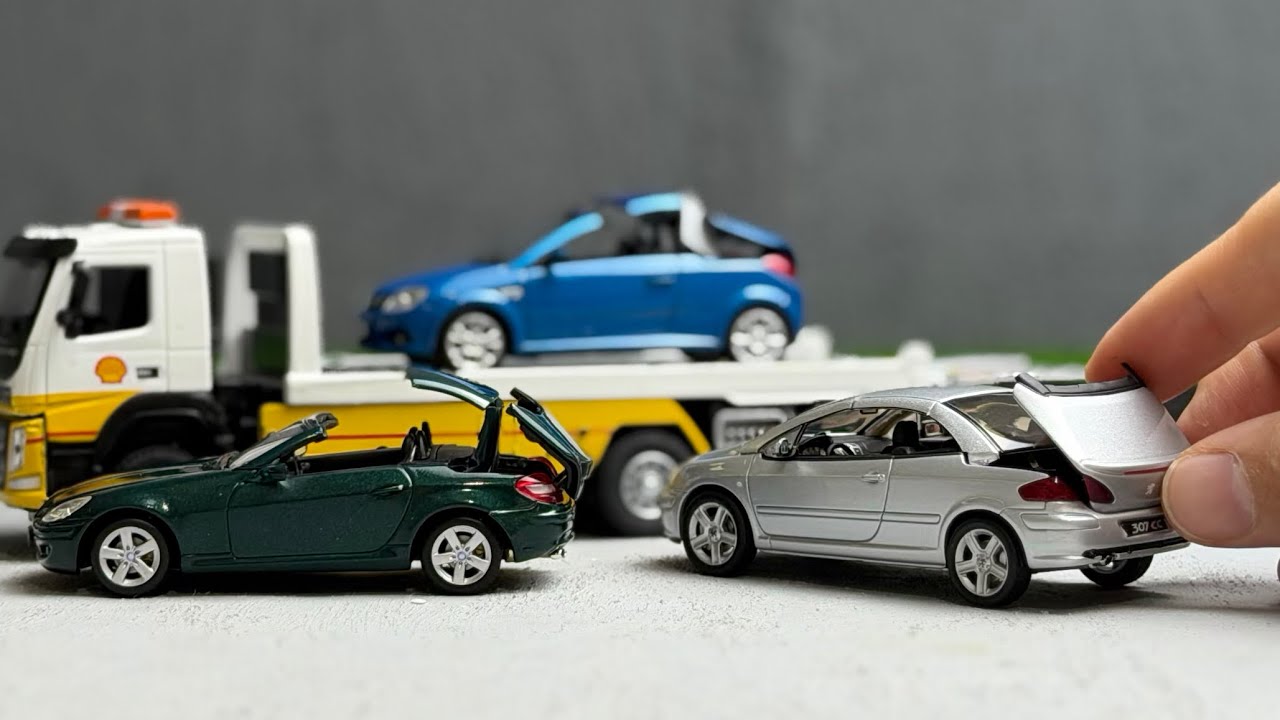 Folding Roof Test! (Peugeot 307 CC & Opel Tigra & Mercedes SLK 1:43 Scale Diecast Model Cars)