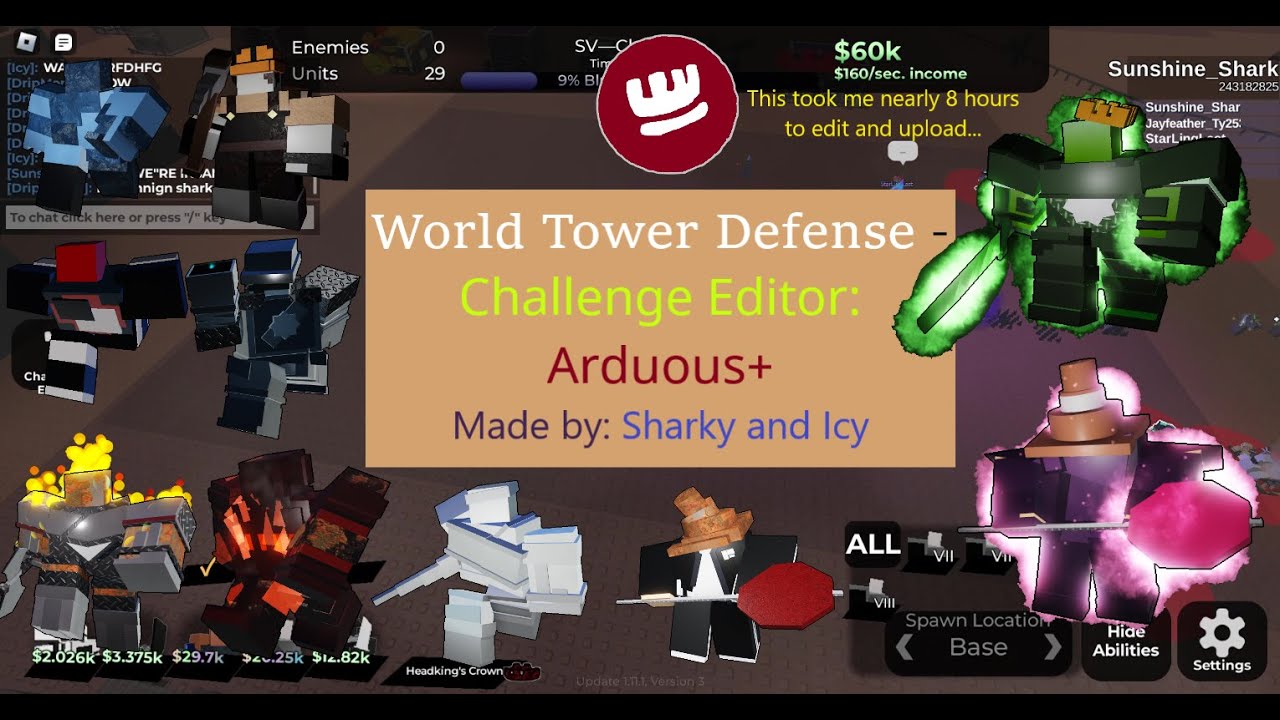 Challenge Editor: Arduous+ (Made by Icy and me!) || [Roblox] World Tower Defense