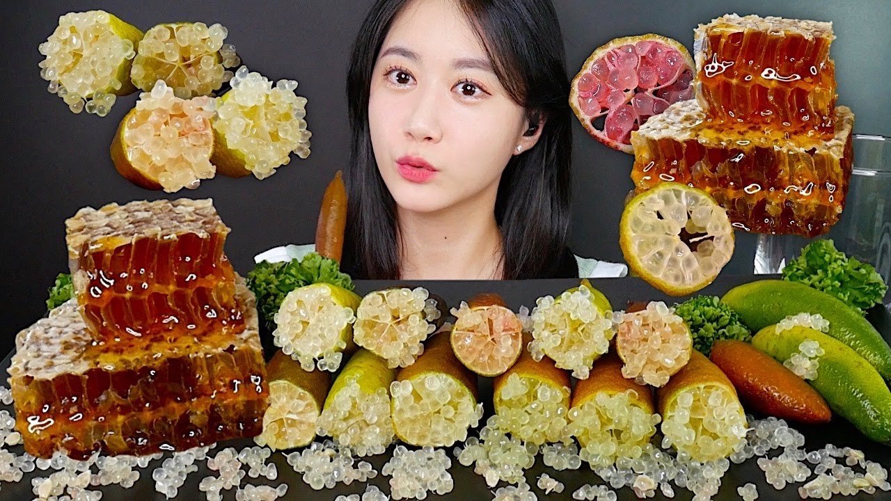 ASMR MUKBANG | Пальчиковый Лайм, Медовые Соты✨ Взрыв Сладости И Кислинки! *Икра Лайма | eating