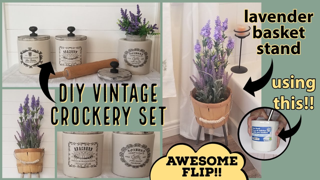 💥AWESOME MUST SEE FLIP!!~DIY Vintage Crockery Set~Lavender Basket Stand~We're in Lockdown Collab