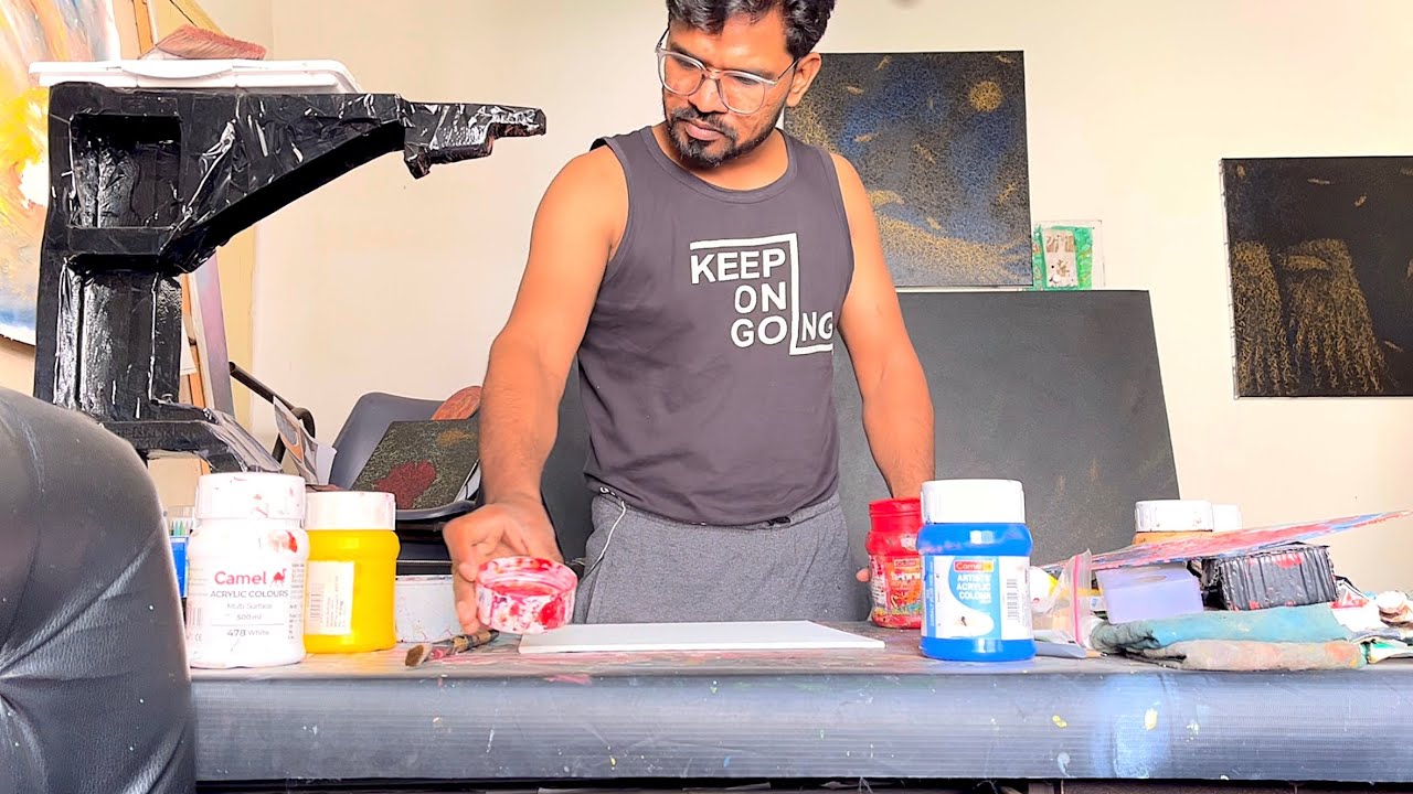 Red Abstract Painting | How to paint an abstract painting with acrylics #abstractpainting #acrylic 