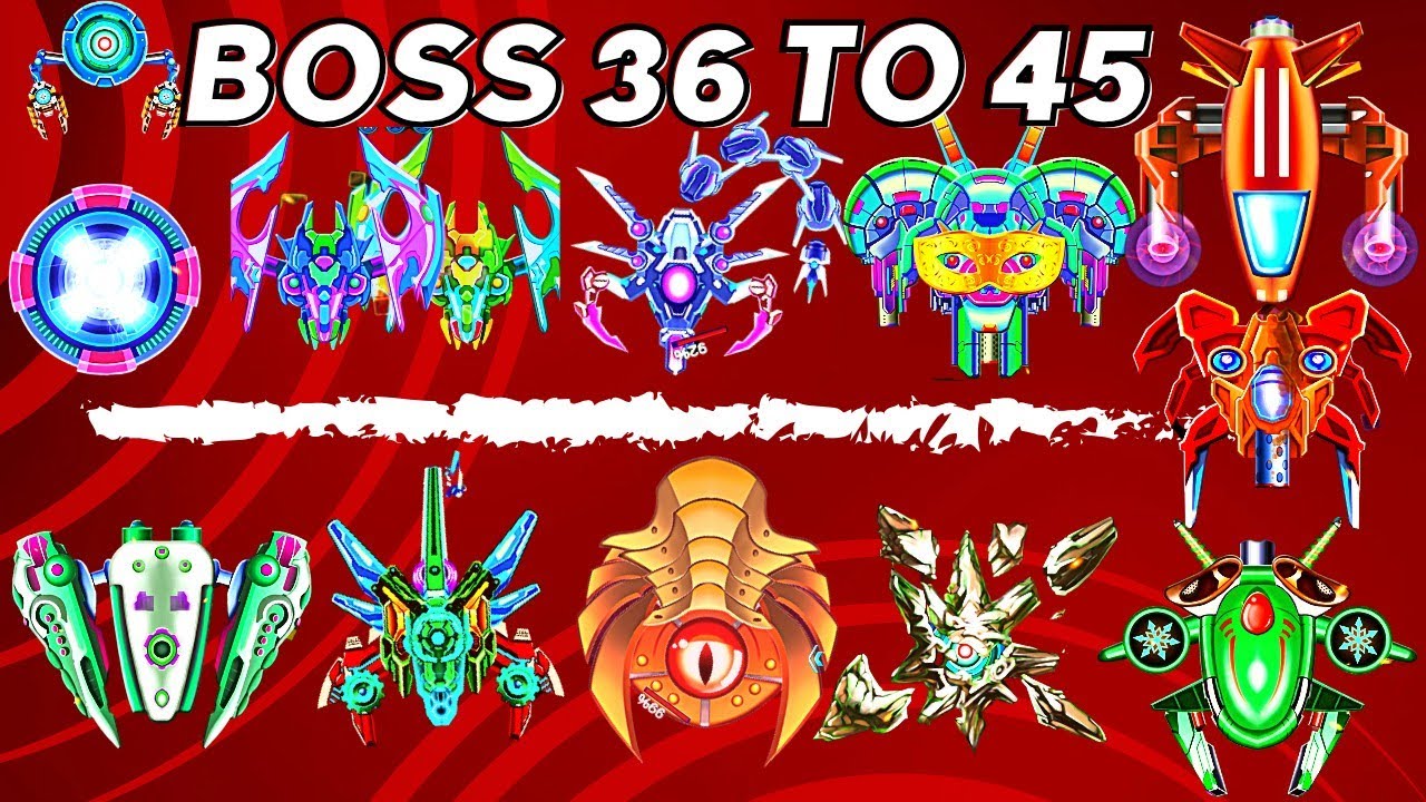 Galaxy Attack All Bosses Level 36 To 45 | Alien shooter All Bosses | Zambario Gamers