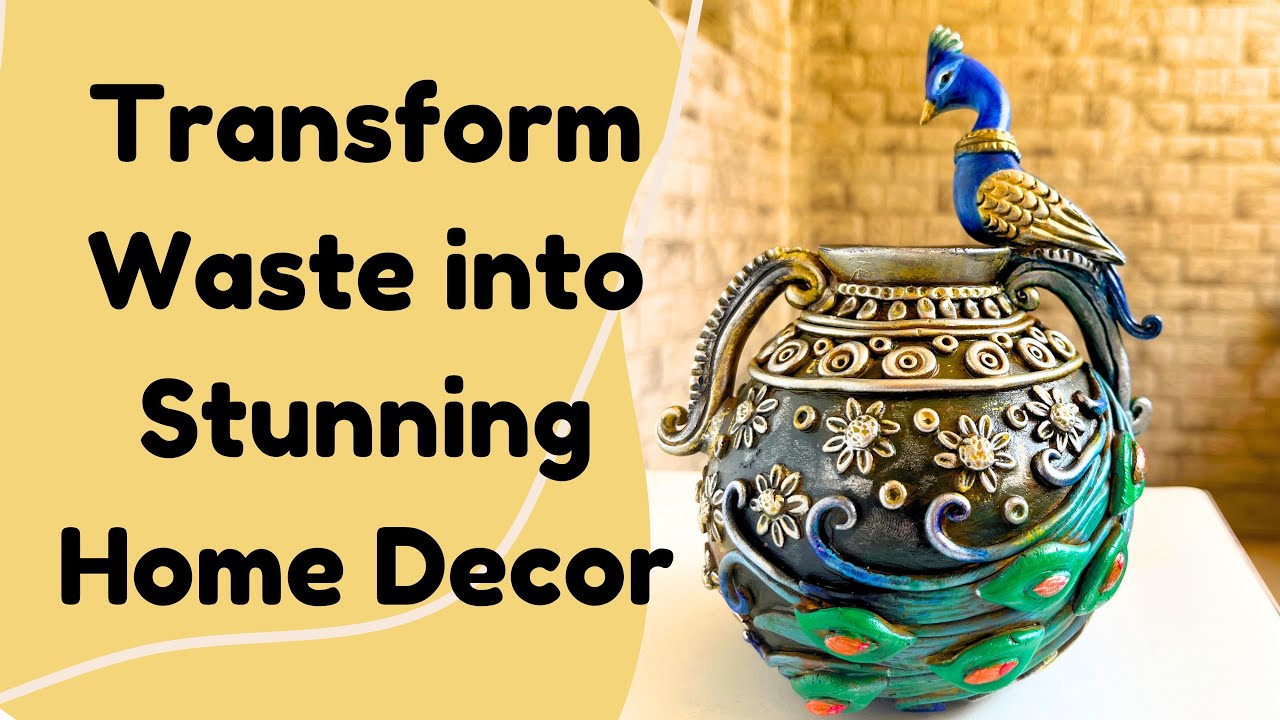 DIY Peacock-Inspired Antique Jar 🦚 | Transform Waste into Stunning Home Decor! ♻️