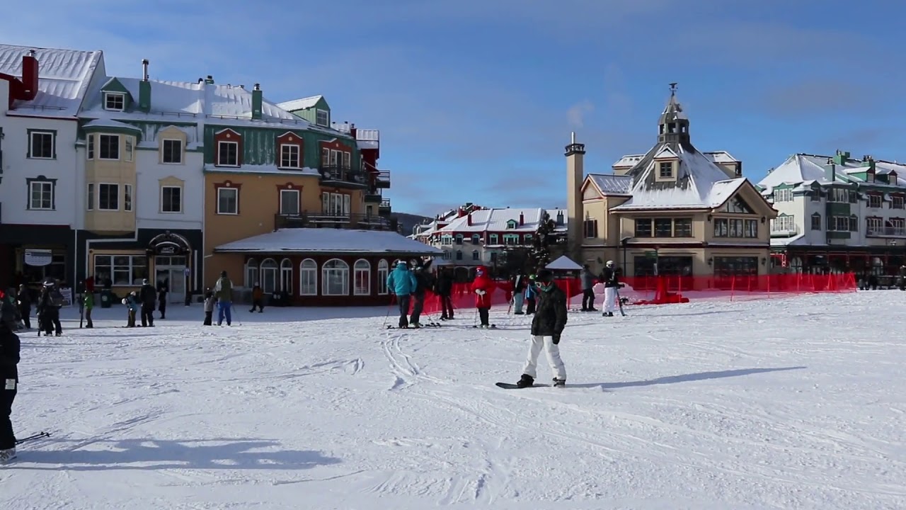 Mont Tremblant QC Pedestrian village & Skiing in Canadian winter