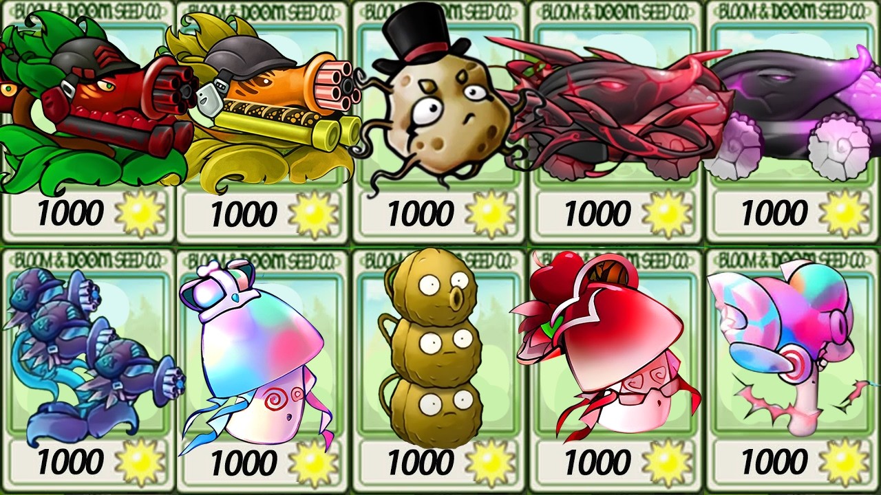PvZ Fusion 3.4.2 – ALL Strongest Hypno Plants vs 9999 Gargantuars