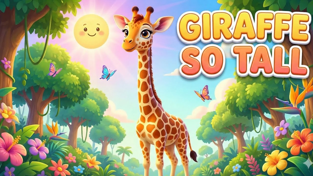 Giraffe So Tall 🦒 | Fun English Kids Rhyme | 3D Cartoon Song | Rocky 4.0