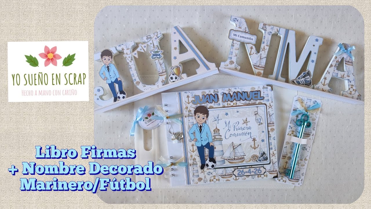 Libro Firmas + Nombre Decorado Comunión Juan Manuel