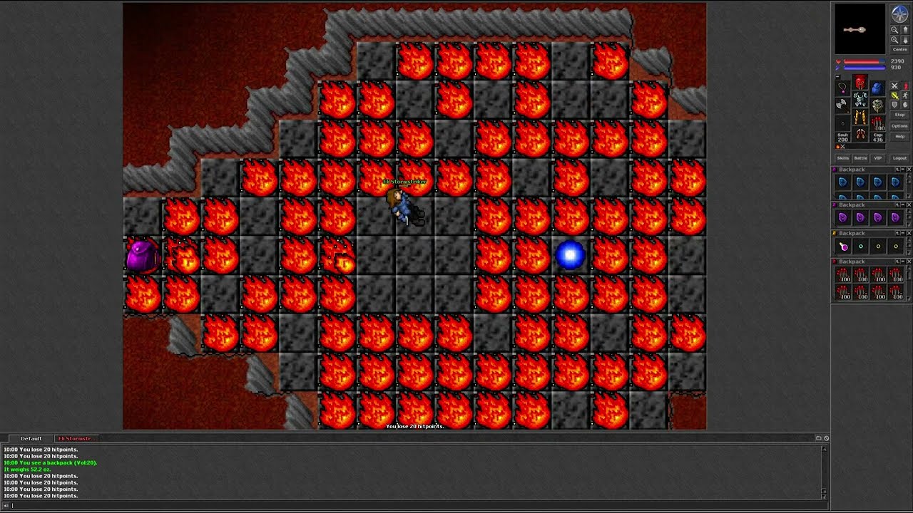 Tibia 7.5 (Aldora. High level EK tries to solo Demon Helmet Quest)