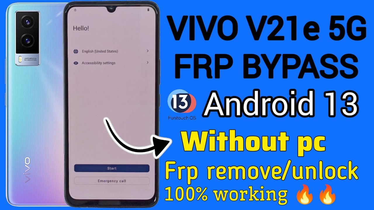 VIVO V21e Frp Bypass Android 13 | Vivo V21e 5g Frp bypass android 13 | without pc | 100% working 🔥🔥