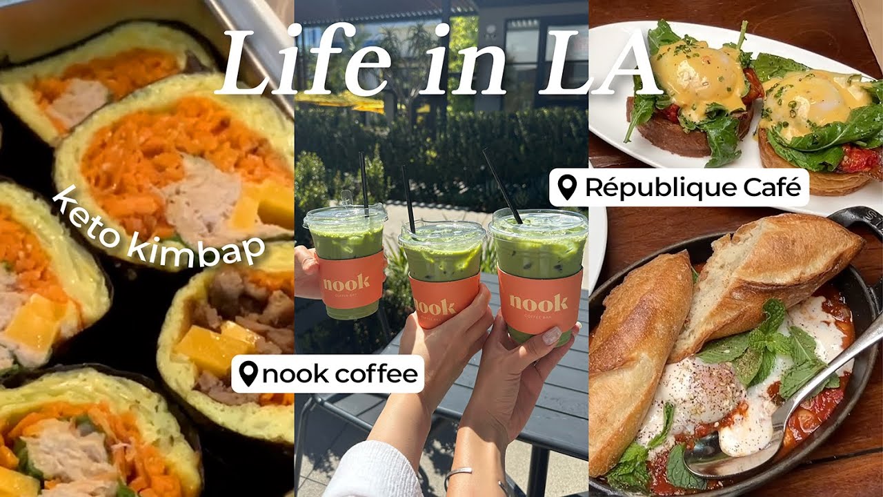 ☀️LA Vlog | 빈티지 마켓, 영어 학교, 키토 김밥, nook coffee, Republique cafe, Beach Day