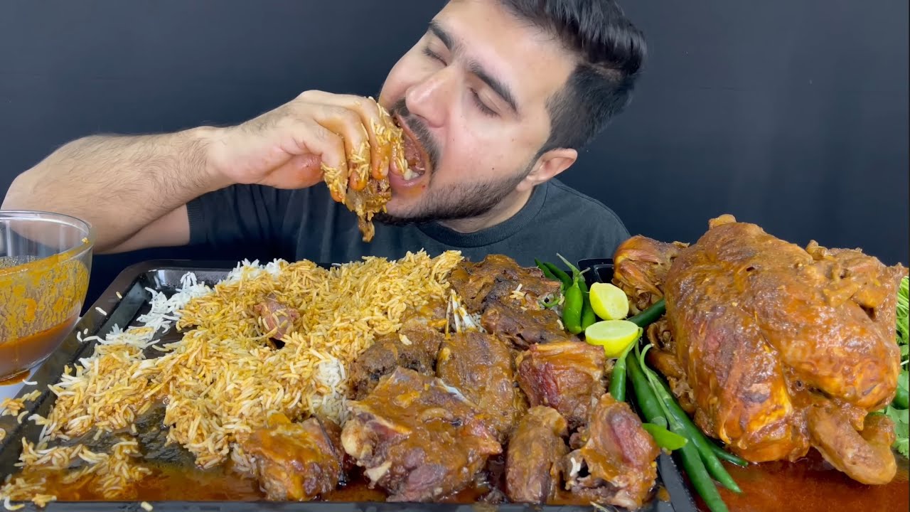 ASMR; EATING SPICY MUTTON CURRY+SPICY WHOLE CHICKEN CURRY+EXTRA GRAVY ｜｜ REAL MUKBANGNO TALKING
