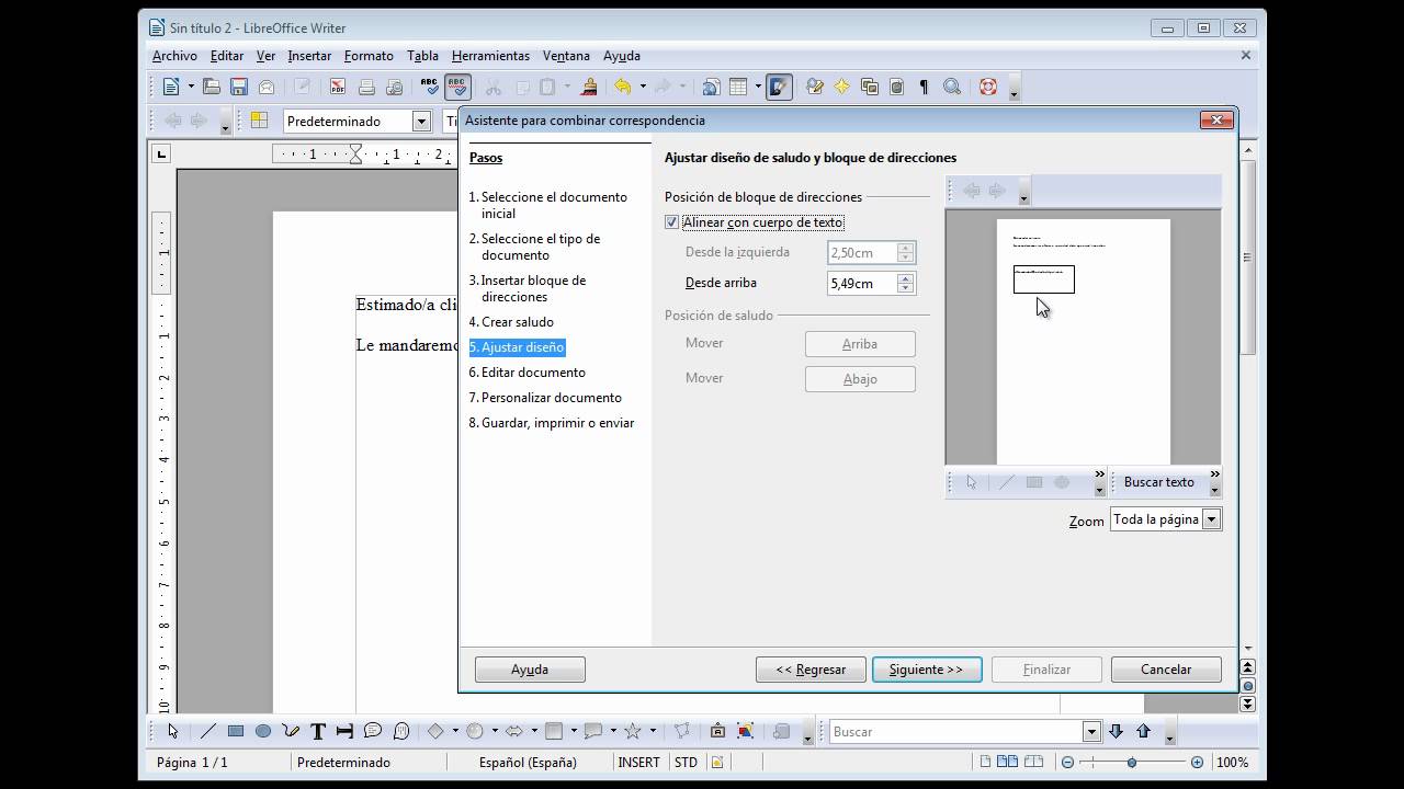 Libreoffice writer: combinar correspondencia