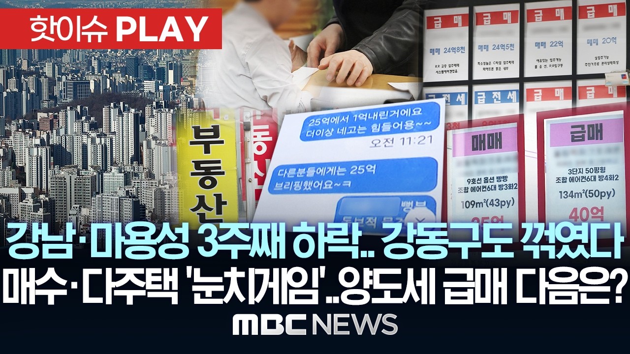 강남·마용성 3주째 하락‥ 강동구도 꺾였다 매수*다주택 '눈치게임'..양도세 급매 다음은? - [핫이슈PLAY] MBC뉴스 2026년 03월 14일