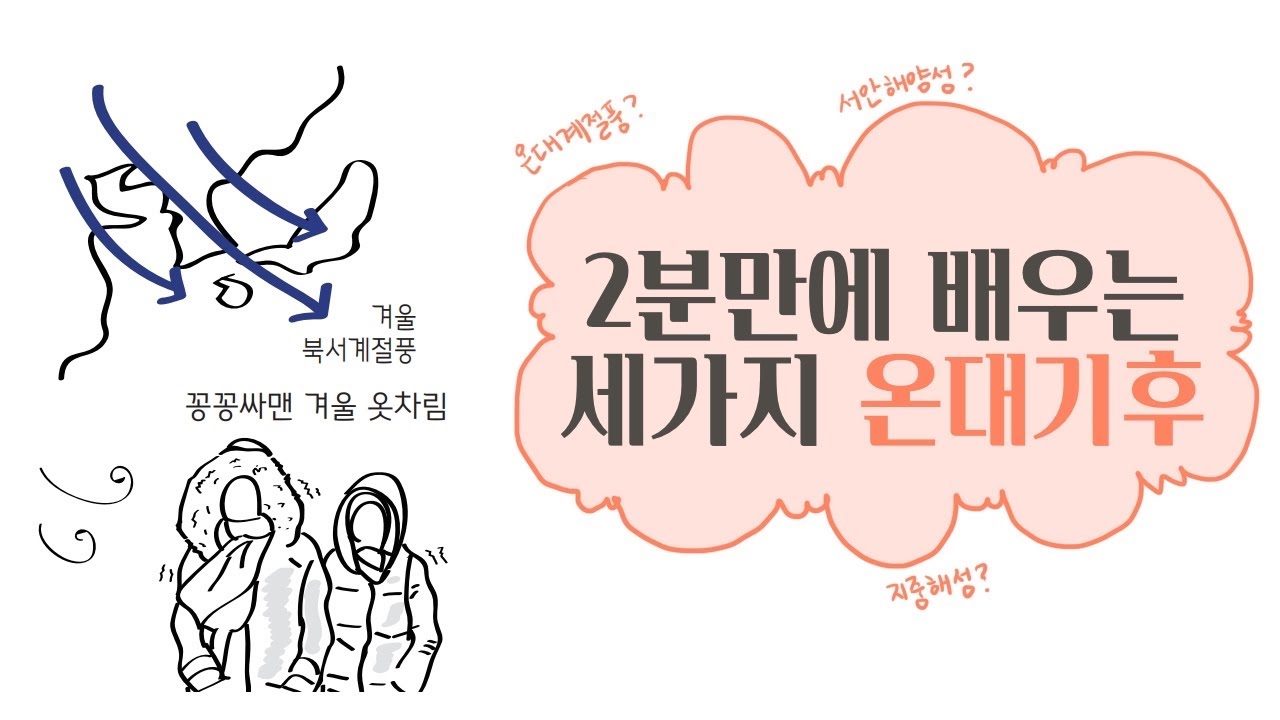2분만에 배워보는 세가지 온대기후 (온대계절풍기후, 서안해양성기후, 지중해성기후)