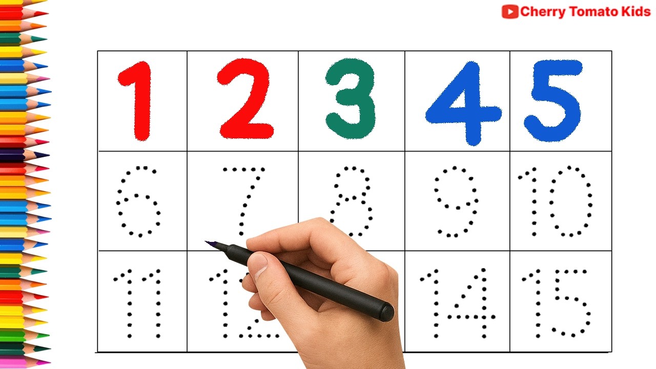 1 से 15 तक गिनती सीखें 🎨 | Learn Numbers 1-15 | Number Tracing for Kids | Preschool Learning Video