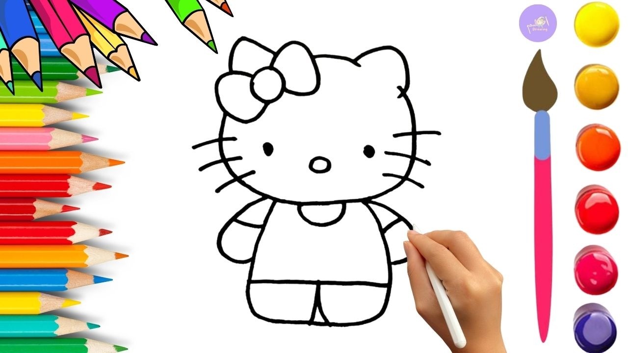 How To Draw cute Kitty Drawing, Painting & Coloring For Kids and Toddlers_🌈🎨