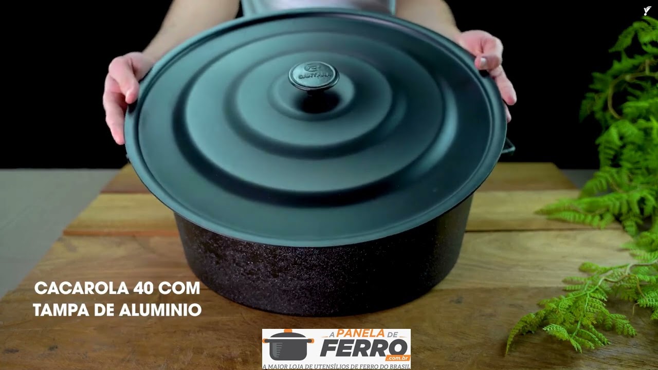 PANELA DE FERRO FUNDIDO CA&Ccedil;AROLA COM TAMPA DE ALUMINIO PINTADO