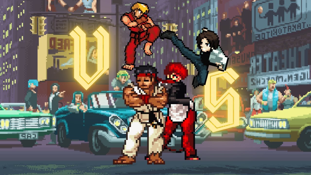 Ryu e Ken VS Iori Yagami e Kyo Kusanagi - Street Fighter x KOF