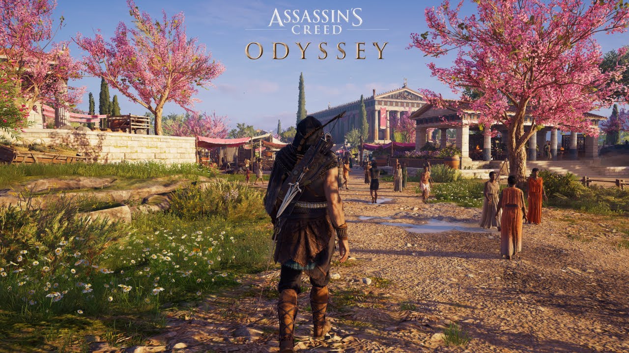 [4K] A Peaceful Walk Through an Ancient Greek City | AC Odyssey Ambience & ASMR