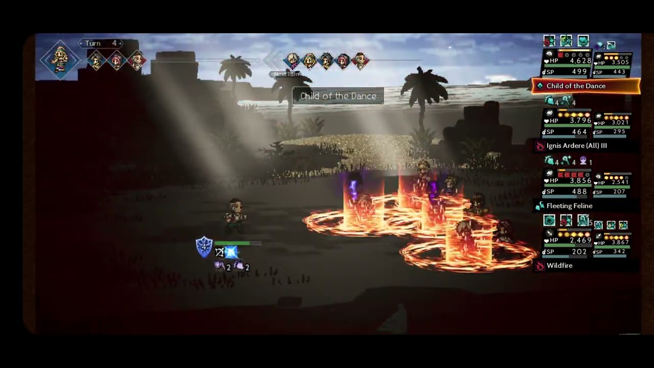 Octopath COTC Incinerating Grandport lvl 100 NPC (Master Tower floor 7) in 6 turns (no allies)