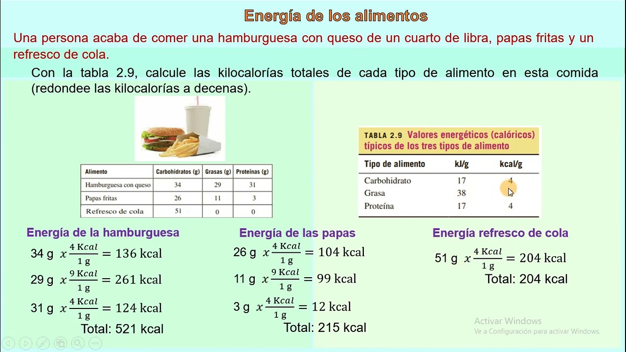 Como calcular la energía de los alimentos Kcal (información nutricional y guia de alimentos)