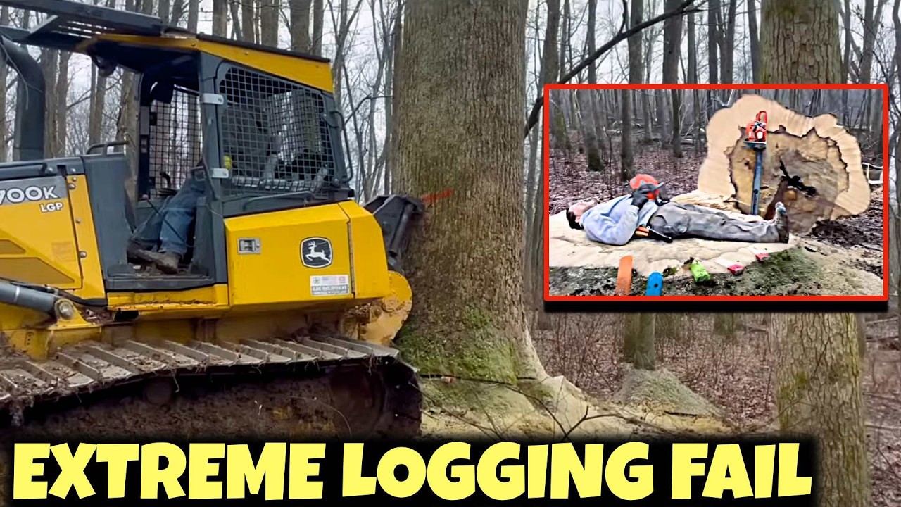 John Deere Dozer Winch Nearly TORN OFF Dragging MASSIVE Logs!