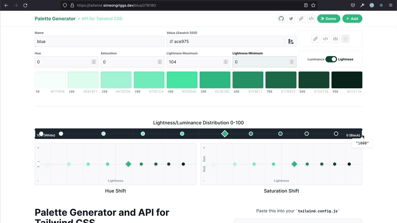 Using the Tailwind CSS 10-colour Palette Generator