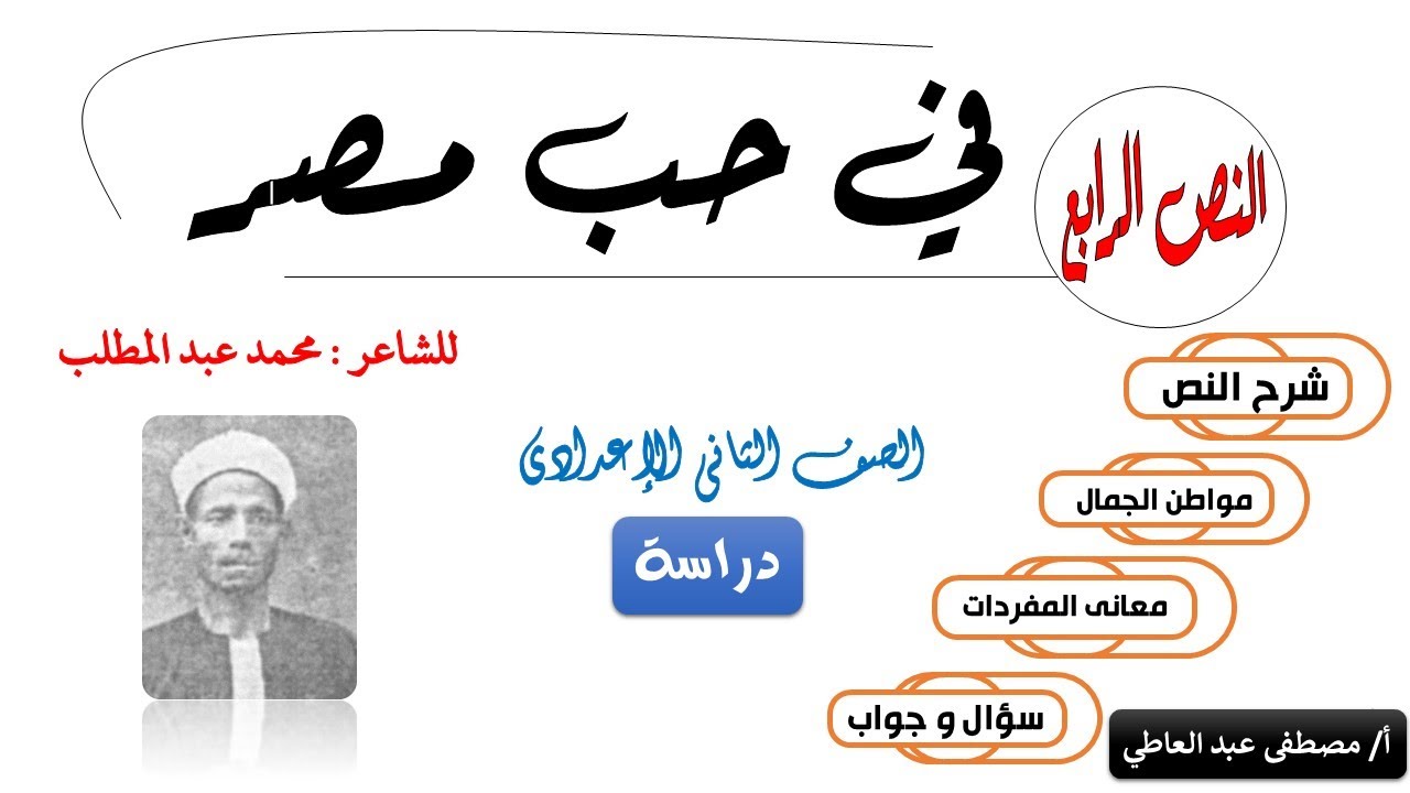 شرح نص في حب مصر للصف الثاني الإعدادي ( الترم الأول )