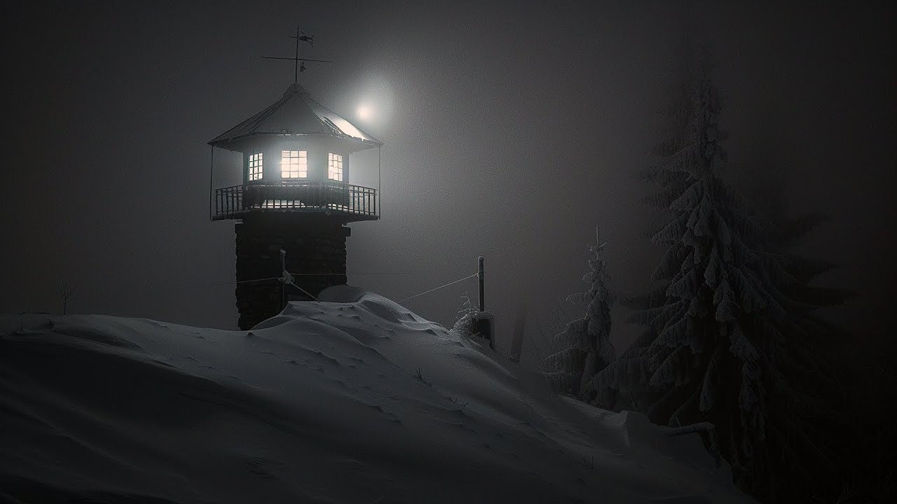 Blizzard Ambience: Lighthouse In A Snowstorm On A Cold Winter's Night