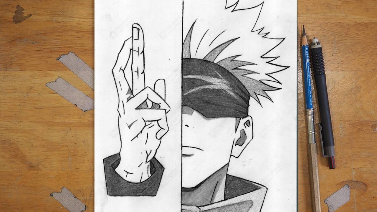 Gojo Satoru Easy Drawing Tutorial | Step by Step Anime Art for Beginners