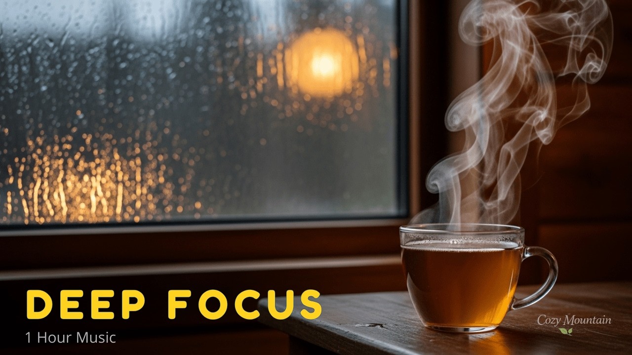 Deep Focus Rainy Night 🌧️ Cozy Cabin Jazz for Studying & Working (1 Hour 18 Min)