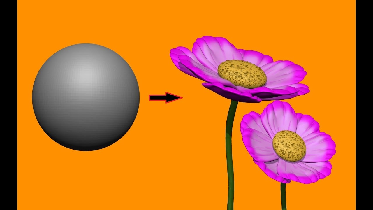 Sculpting Cosmos flower in zbrush