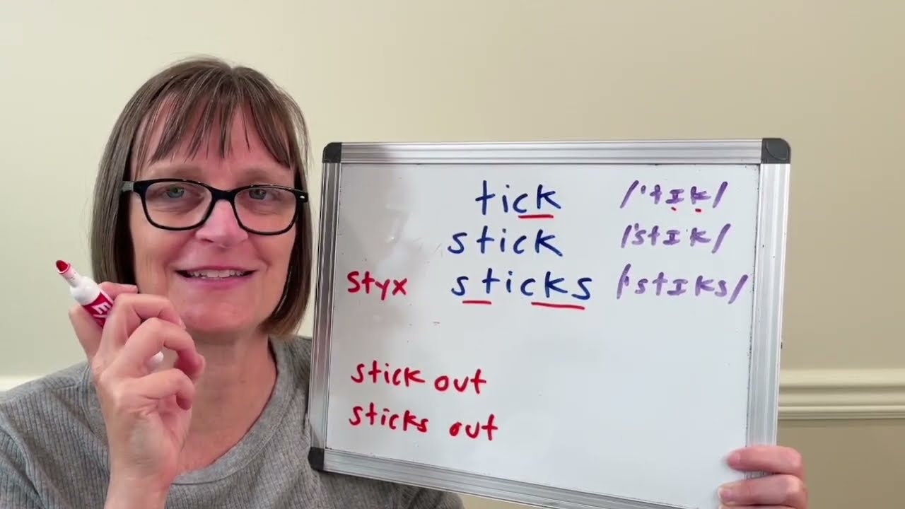 How to Pronounce S-Blends, Consonant Clusters, Phrasal Verbs (Tick Stick Sticks Sticks Out)