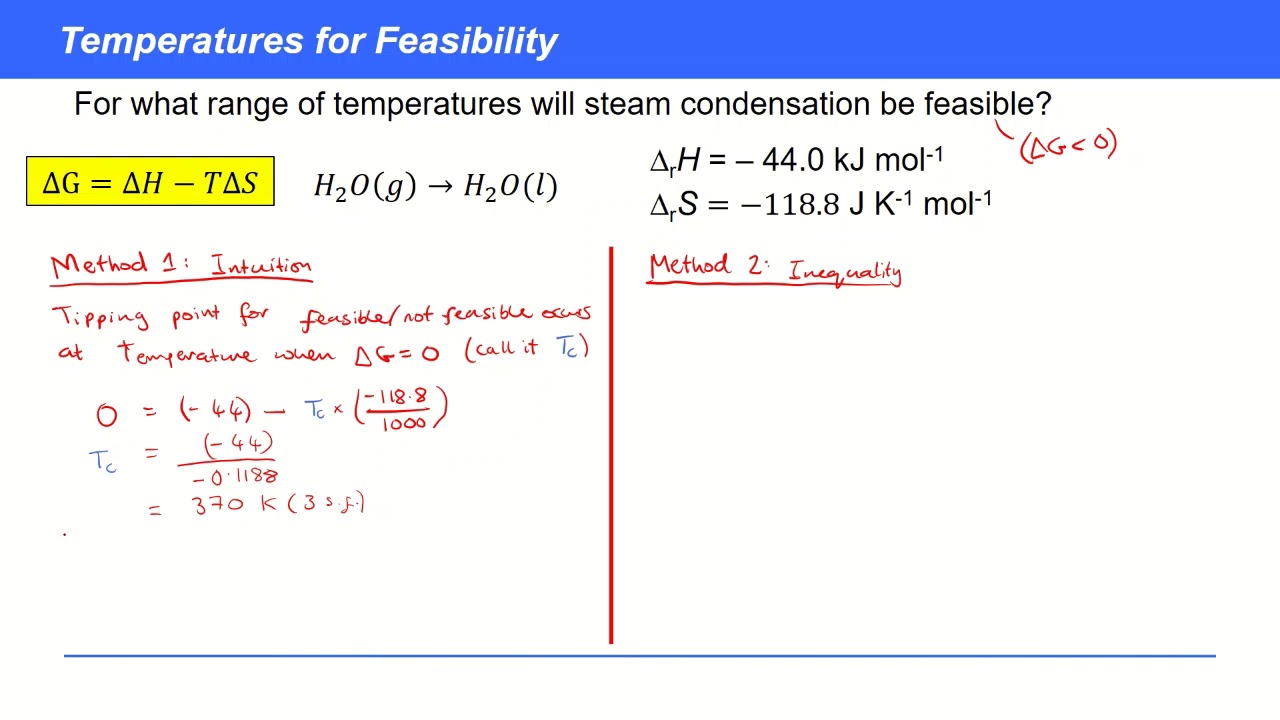 KAC29.6 - Entropy and Free Energy: Using Gibbs Free Energy to find Temperatures for Feasibility