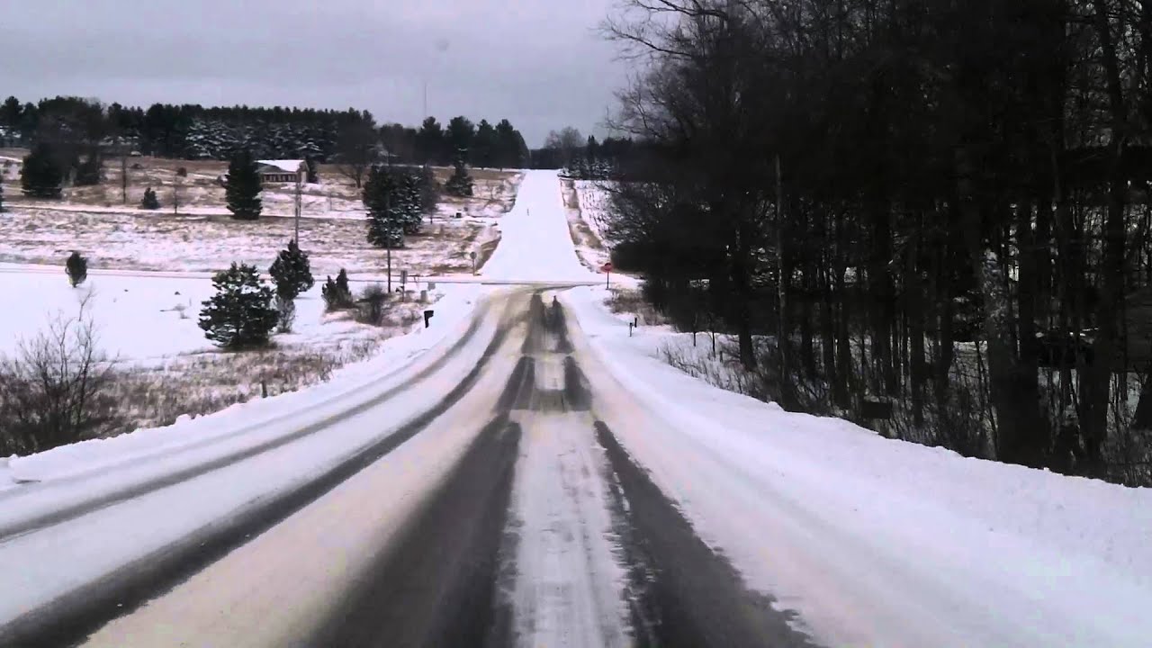 Drive from Birchwood Farms Country Club to Harbor Springs Michigan in the snow