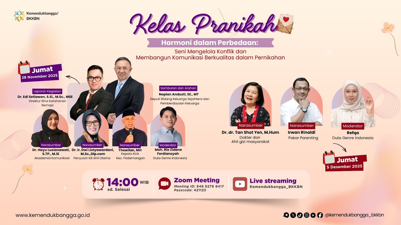 Kelas Pranikah bagi Calon Pengantin/Pasangan Muda