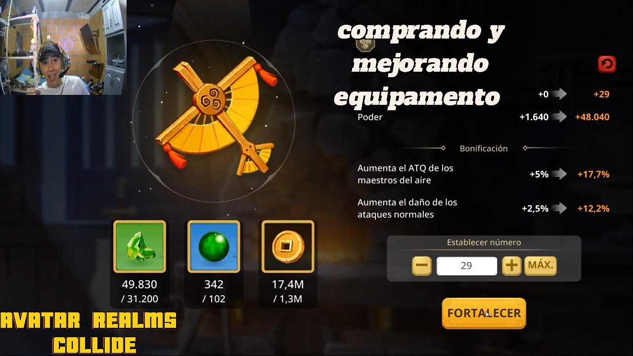 compro y mejoro equipo legendario en avatar realms collide