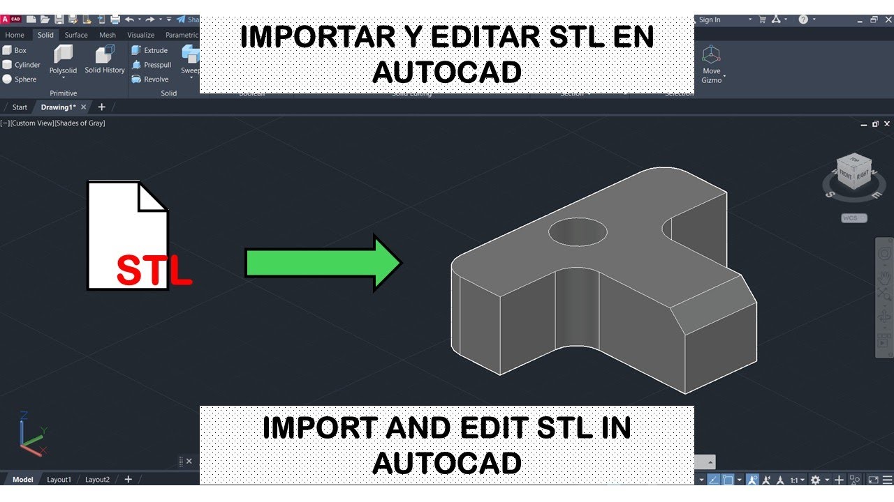 Editar STL en AutoCAD | Importar STL OBJ | Chaflán y redondeo
