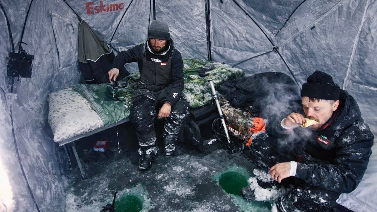 Overnight Ice Camping in EXTREMELY Cold Temps! (Walleye Fishing)