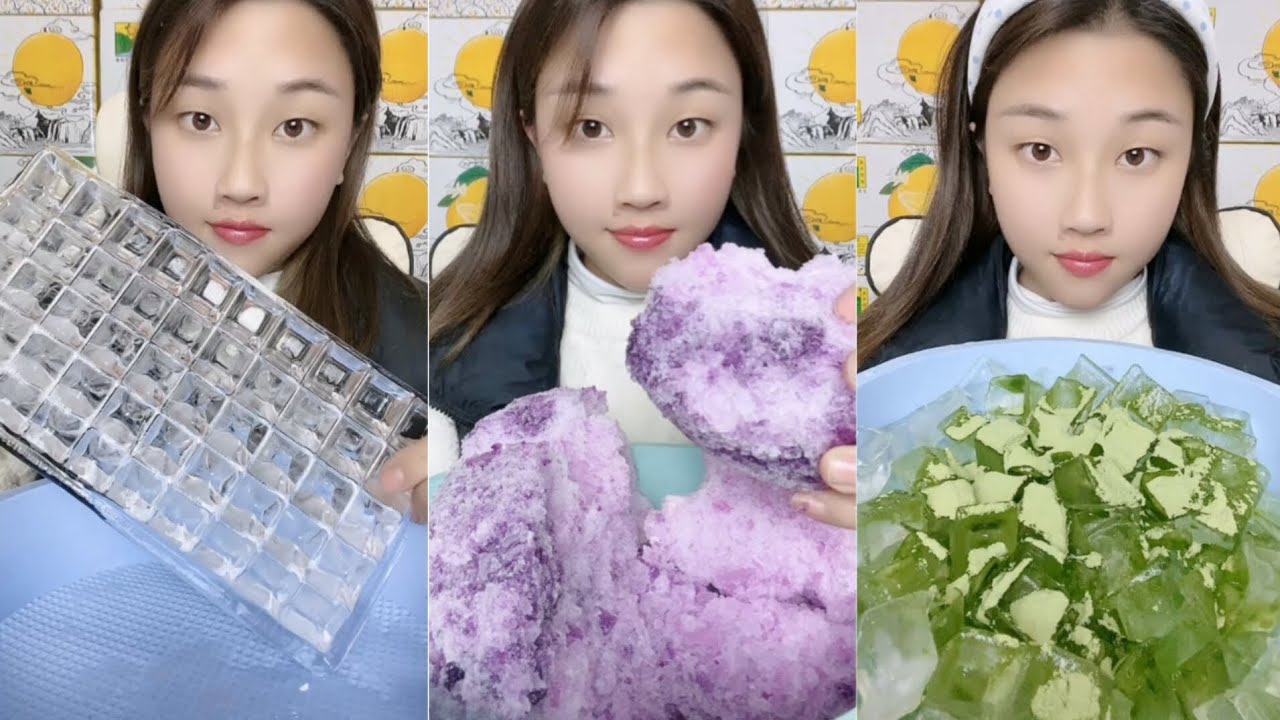 SOLO LZM | HARD ICE | PURPLE SHAVED ICE AND CLEAR CUBES  | BALLOON POPPED ICE #iceeating #asmr