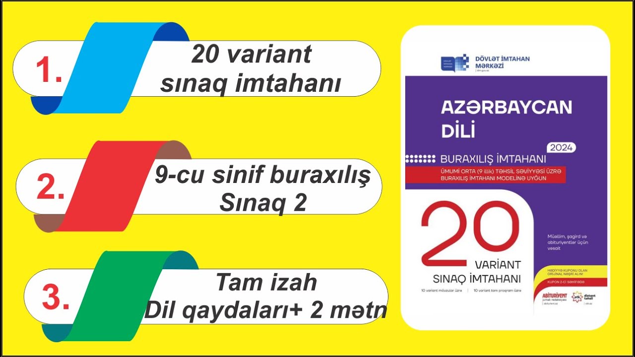 DİM 20 variant sınaq / Azərbaycan dili / 9-cu sinif buraxılış Sınaq 2 / Tam izah