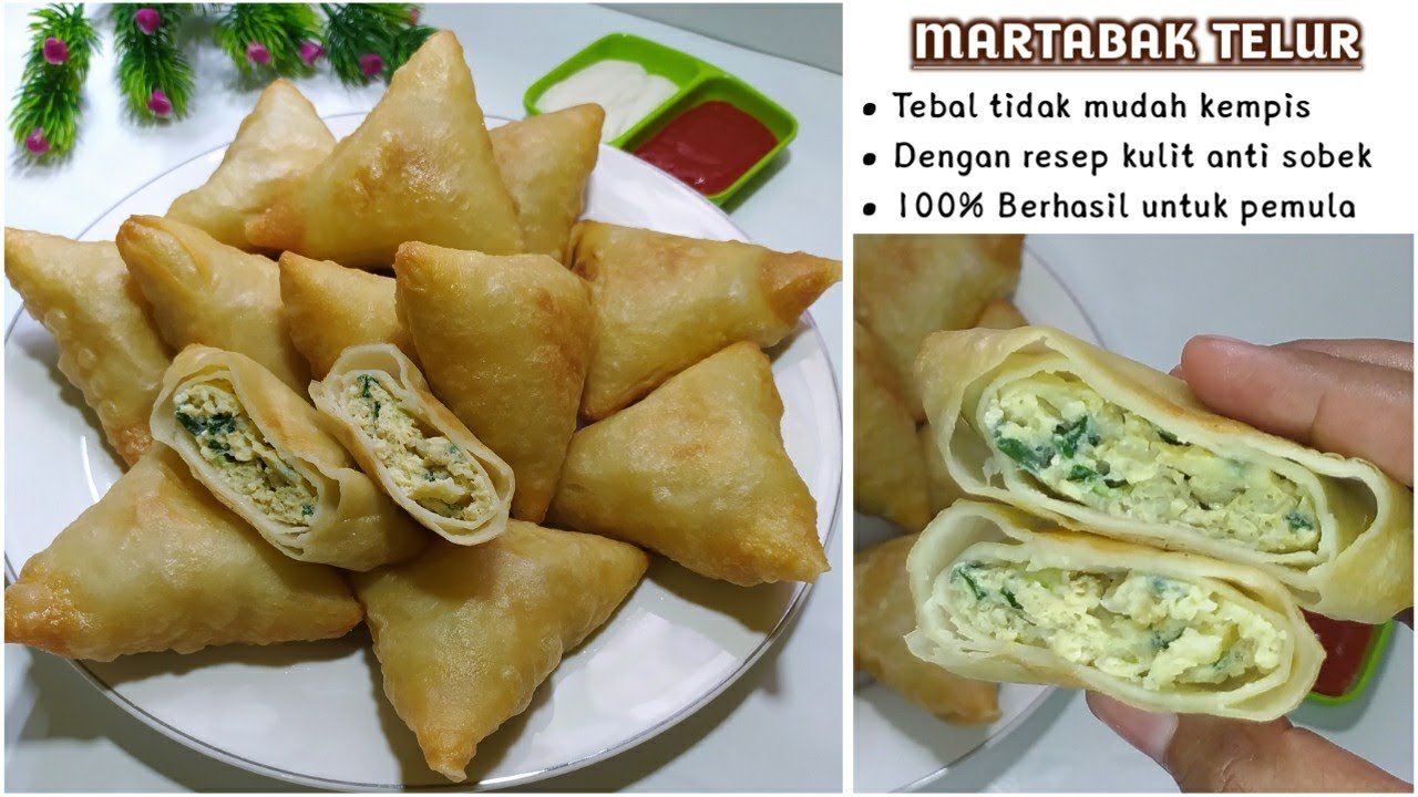 RESEP MARTABAK TELUR MINI SEGITIGA || Dengan Resep Kulit Anti Sobek_Isian Tebal Tidak Mudah Kempis👌