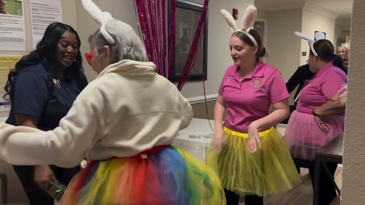 After Dark Dance Party Fun 🐰🎶 | Transitional Memory Care at Chateau Madeleine, Melbourne FL