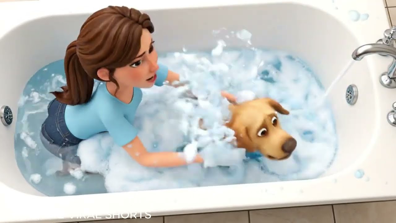 !The Ultimate Expression of a Dog When Bathing: #FunnyDogs Bath time nightmare 😂 #Shorts #FunnyDogs