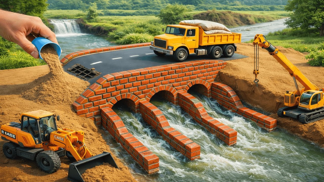 DIY Mini Truck Builds Strong Cement Bridge 🚚🏗️ | Creative Engineering Construction Project