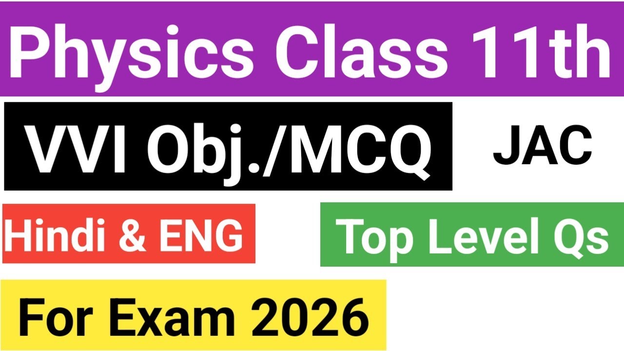 Class 11 Physics VVI MCQ 2026 || Important Objective Qs Physics 11th Jac || Physics 11th Class || 