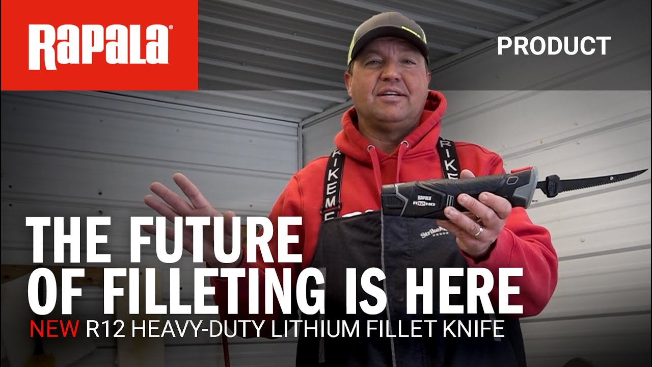 NEW RAPALA® R12 HEAVY-DUTY LITHIUM FILLET KNIFE COMBO - FILLET FAST AND CLEAN.