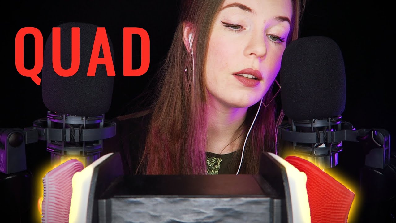 QUAD ASMR for QUAD Tingles - Intense Ear Massage and Ear to Ear Whispering 1 HOUR