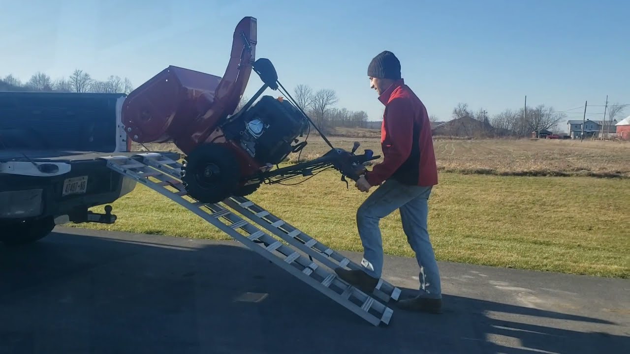 How I load/ transport a Snowblower in pickup bed | Truck & ramps